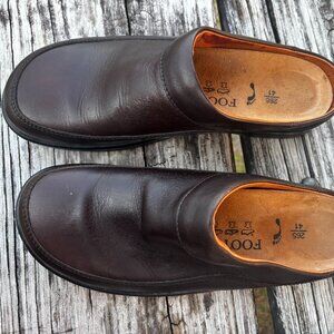 Footprints by Birkenstock Mules Slip On Shoes Brown Leather Size 41 Unisex